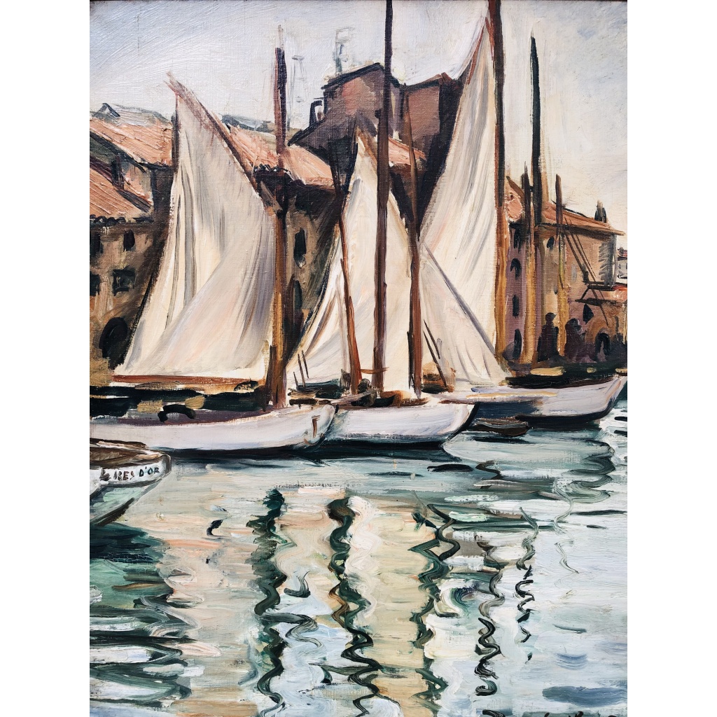 OTHON FRIESZ Emile Les voiles au port de Toulon en 1929 Huile sur toile signée et datée Certificat d’authenticité 12