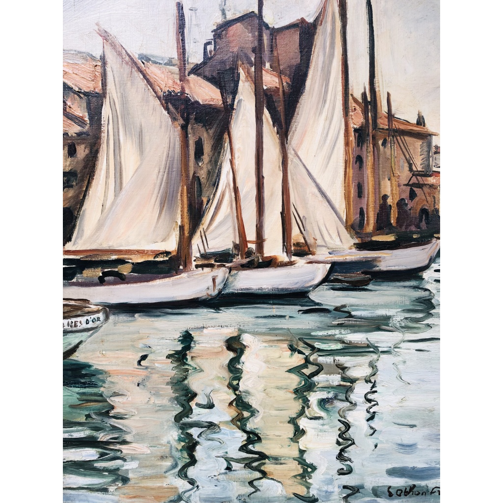OTHON FRIESZ Emile Les voiles au port de Toulon en 1929 Huile sur toile signée et datée Certificat d’authenticité 10