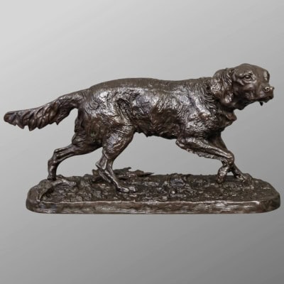 Sculpture – Chien Épagneul Français (FABIO) N°1 , Pierre-Jules Mêne (1810-1879) – Bronze