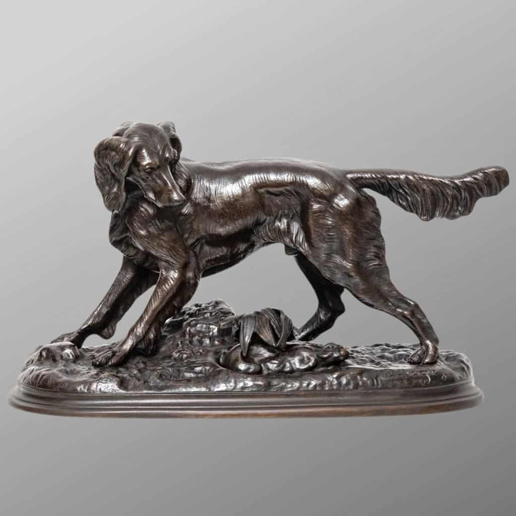 Sculpture – Chien De Chasse Au Lapin , Jules Moigniez (1835-1894) – Bronze 3