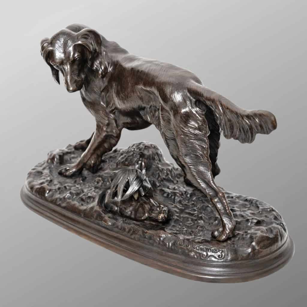 Sculpture – Chien De Chasse Au Lapin , Jules Moigniez (1835-1894) – Bronze 4