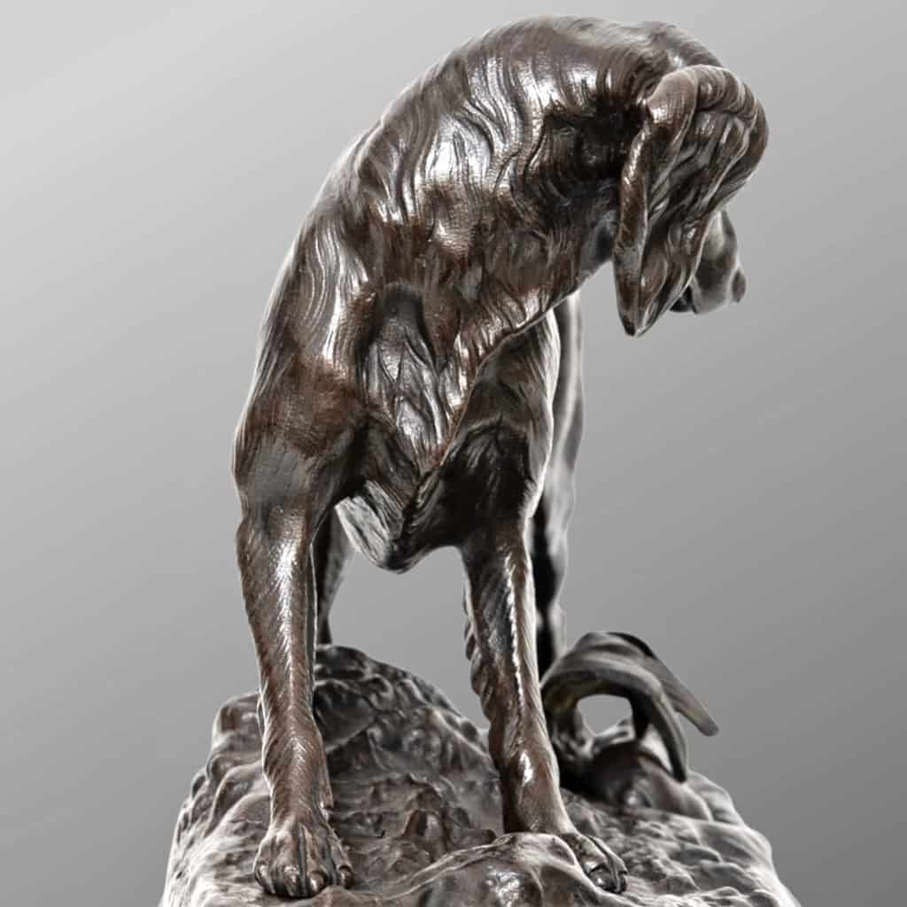 Sculpture – Chien De Chasse Au Lapin , Jules Moigniez (1835-1894) – Bronze 6