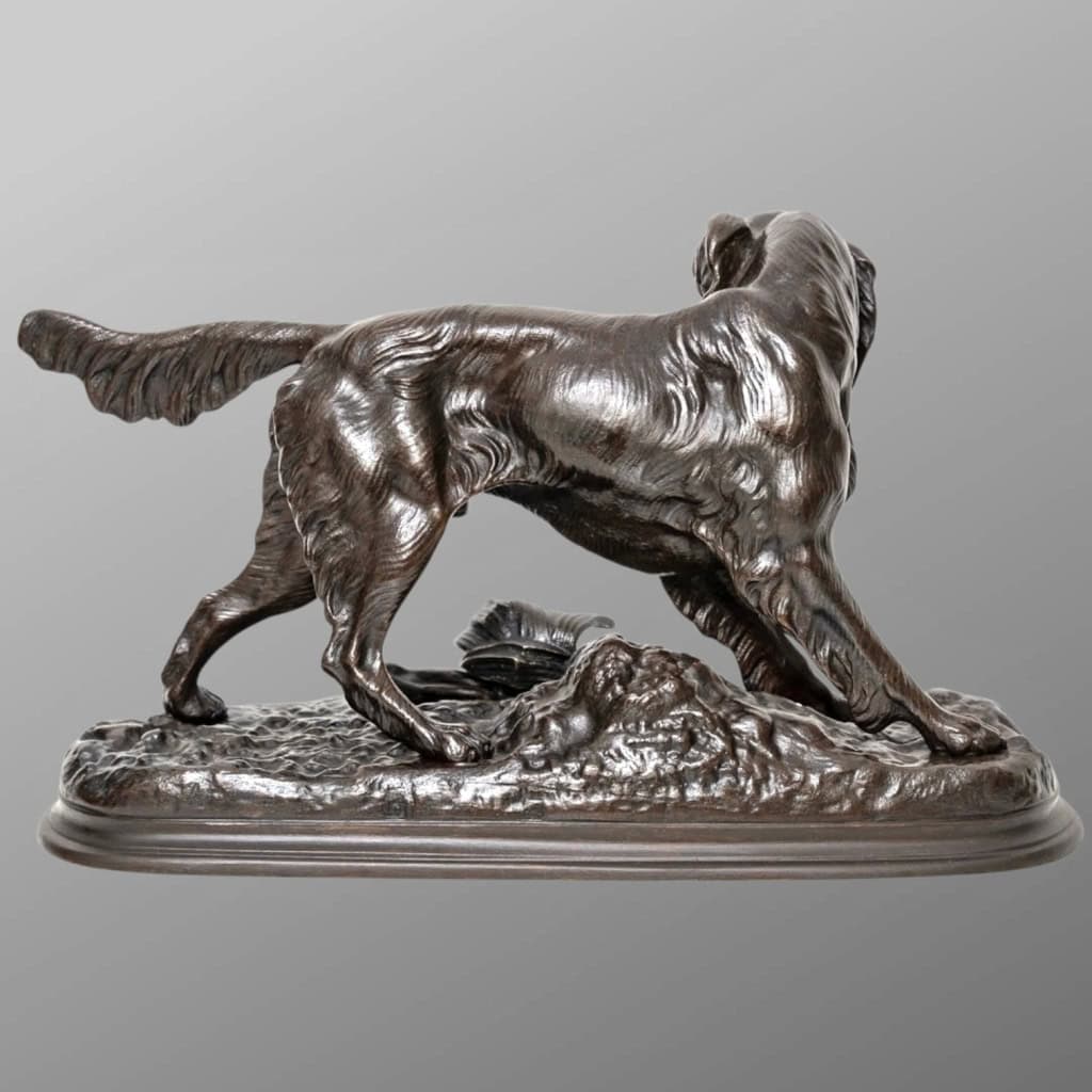 Sculpture – Chien De Chasse Au Lapin , Jules Moigniez (1835-1894) – Bronze 5