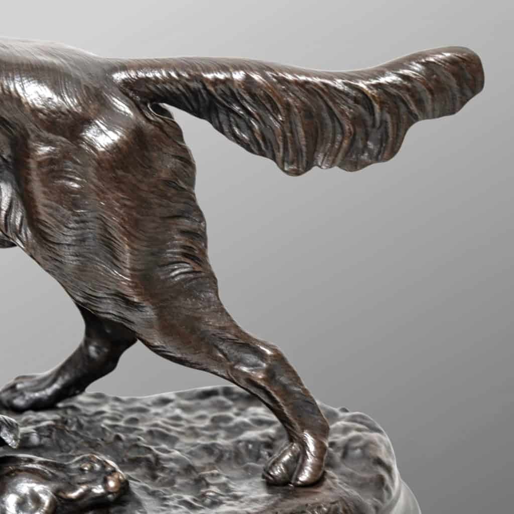 Sculpture – Chien De Chasse Au Lapin , Jules Moigniez (1835-1894) – Bronze 7