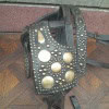 Casque de parade de cheval de cirque (ou éléphanteau), XIXÈME, cuir clouté laiton 16