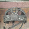Casque de parade de cheval de cirque (ou éléphanteau), XIXÈME, cuir clouté laiton 18