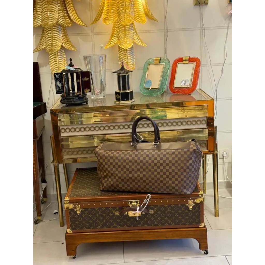 Grand sac Vuitton en toile damiers ébène 22