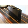 Mallette Hermes en cuir noir, Attache case Hermes, Porte documents Hermes 24