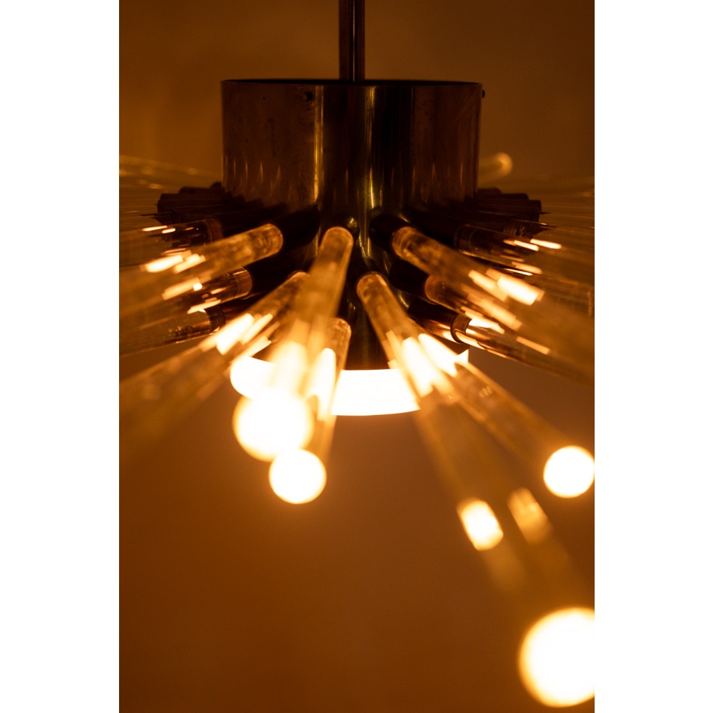 Lustre à tubes de verres, rayonnant. Création contemporaine. LS64491709P 5