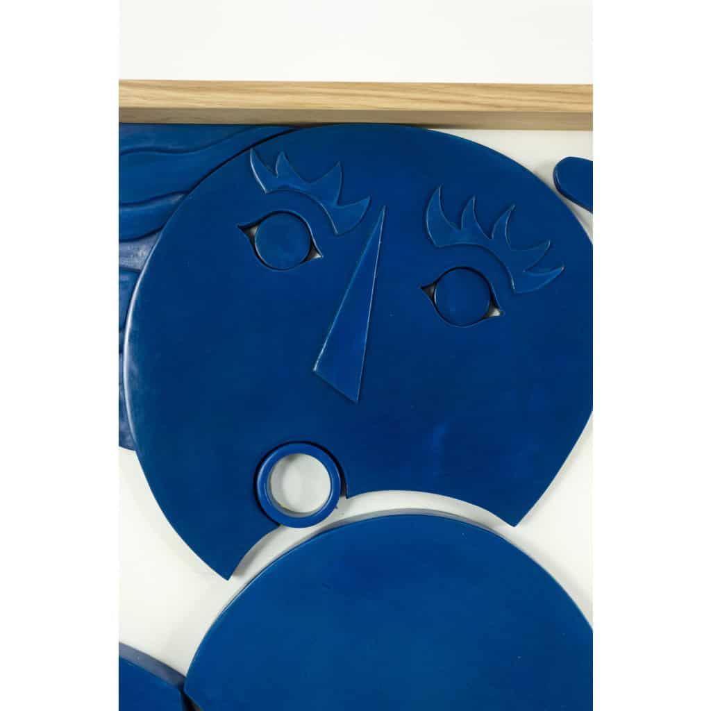 Panneau en bas-relief intitulé « Je nage dans le bonheur ». Contemporain. LS64453009P 8