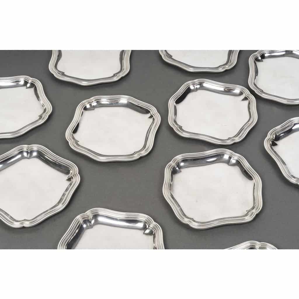 Bloch Eschwege – 12 plats en argent massif style Louis XV 6