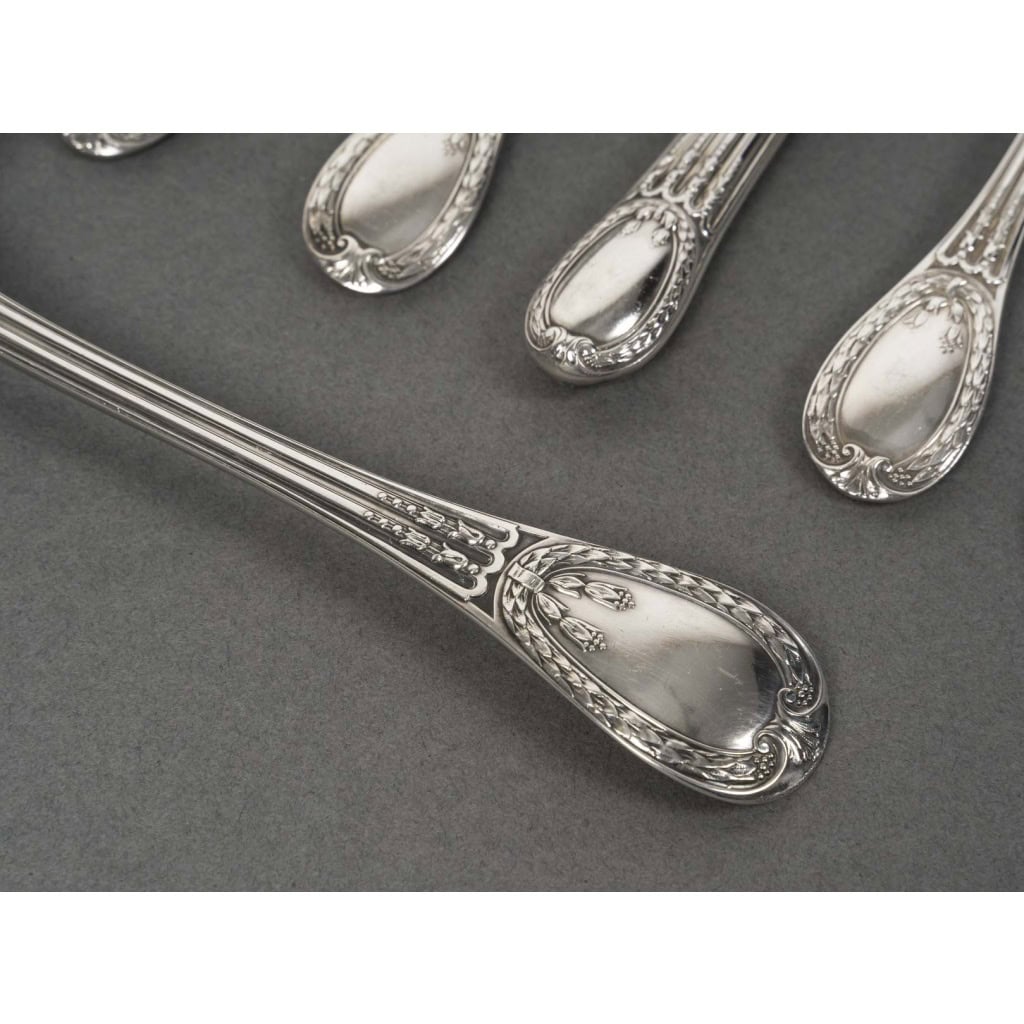 ODIOT – Ménagère de couverts 99 pièces argent massif modèle « LOUVECIENNES » XXè 5