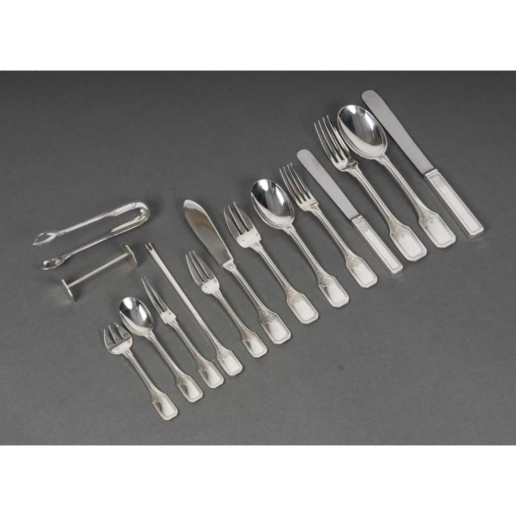 JEAN TETARD – MENAGERE EN ARGENT MASSIF 199 PIECES – Epoque 1930 4