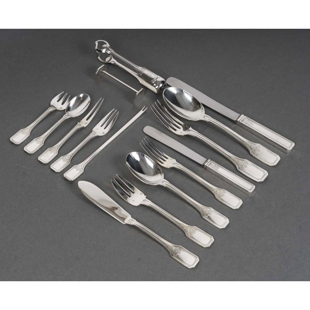 JEAN TETARD – MENAGERE EN ARGENT MASSIF 199 PIECES – Epoque 1930 5
