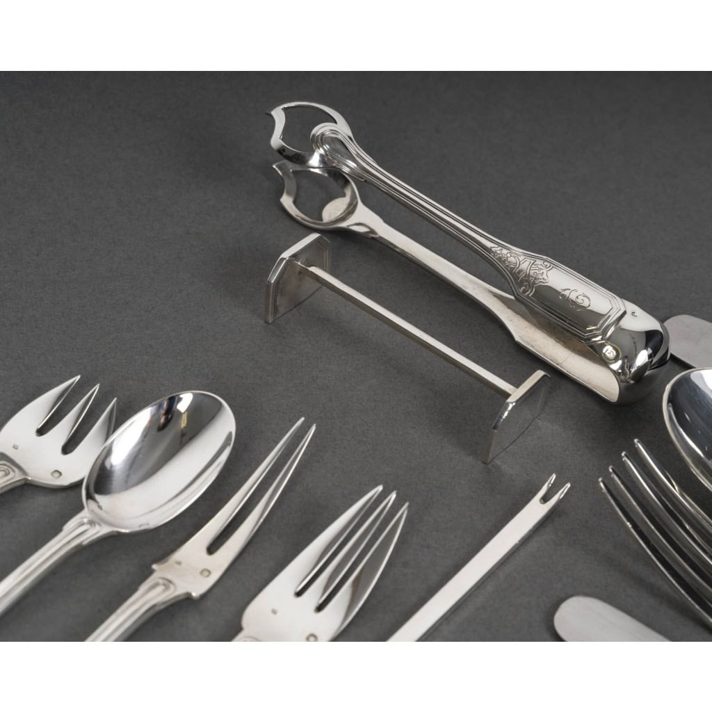 JEAN TETARD – MENAGERE EN ARGENT MASSIF 199 PIECES – Epoque 1930 8