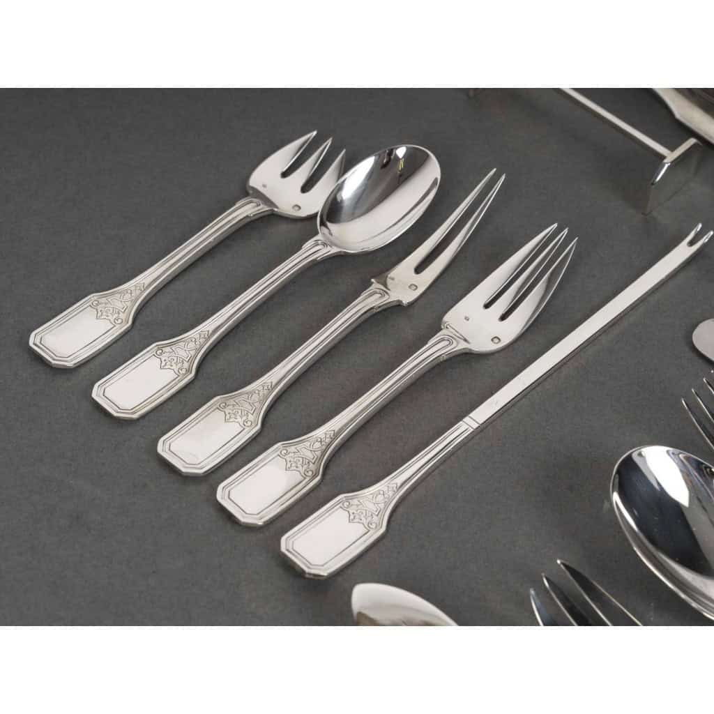 JEAN TETARD – MENAGERE EN ARGENT MASSIF 199 PIECES – Epoque 1930 9
