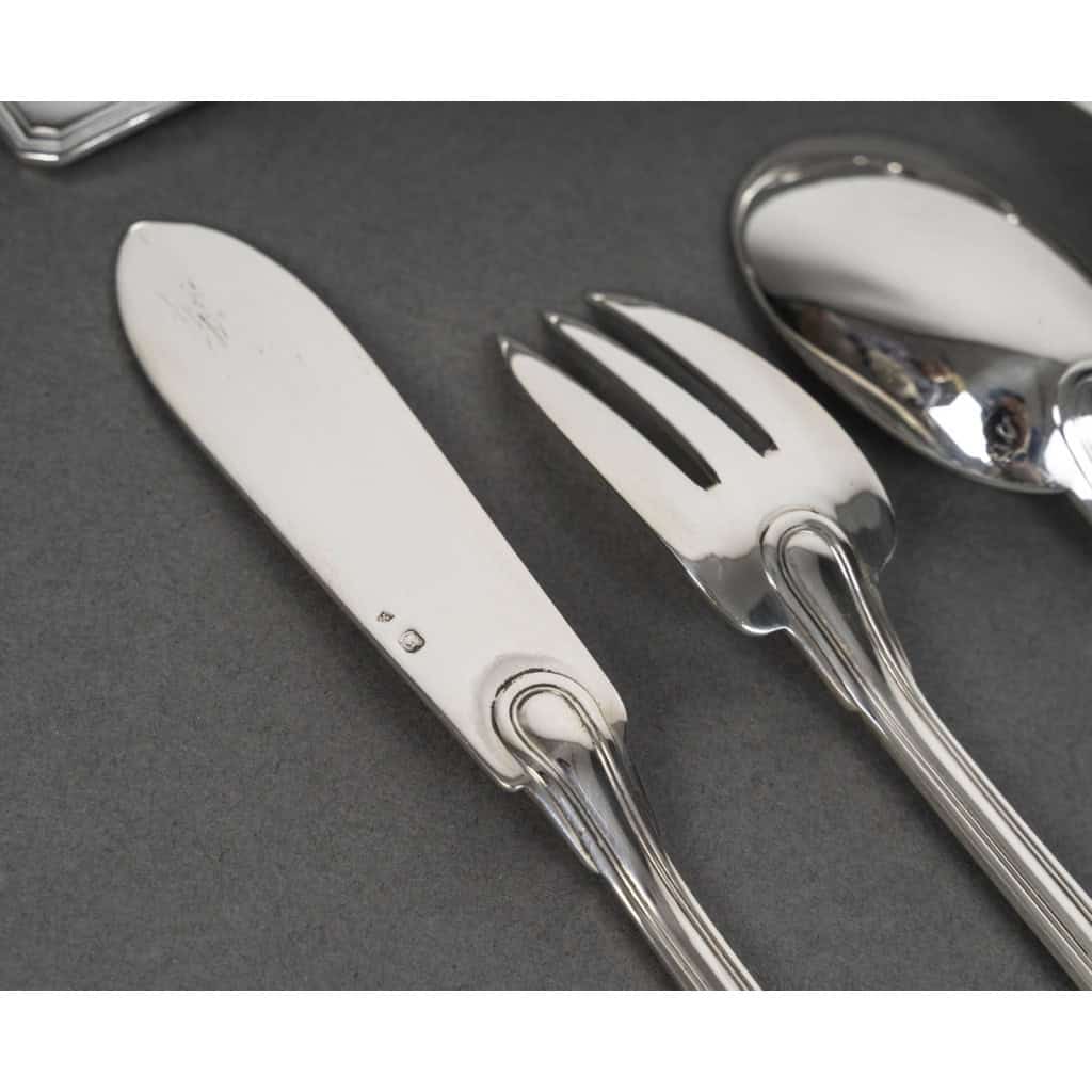 JEAN TETARD – MENAGERE EN ARGENT MASSIF 199 PIECES – Epoque 1930 15