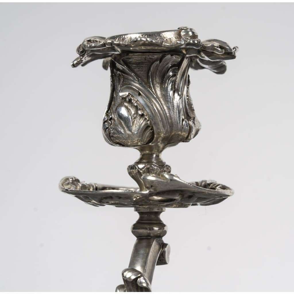 DEBAIN Paire de bouts de table en argent, Louis XV époque XIXe 6