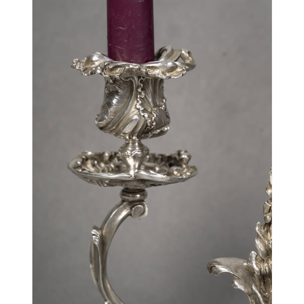 DEBAIN Paire de bouts de table en argent, Louis XV époque XIXe 11