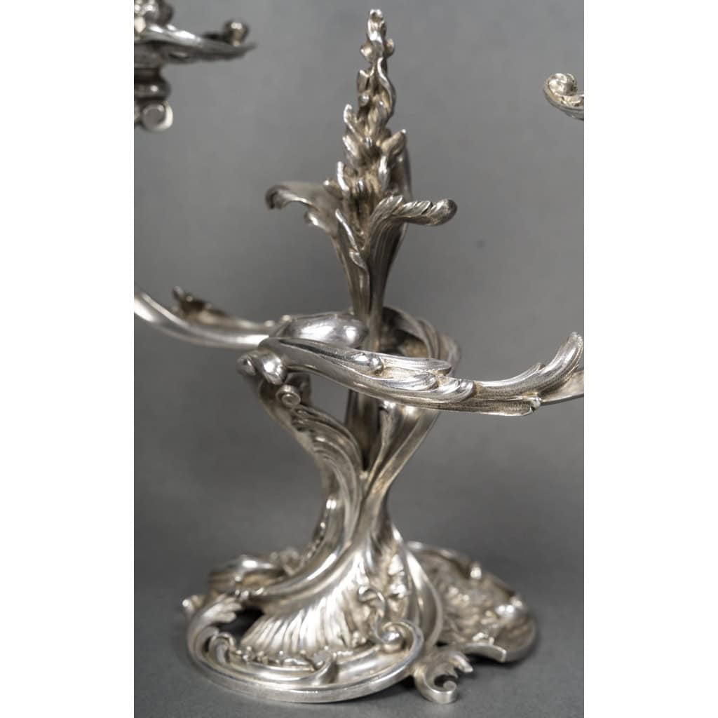 DEBAIN Paire de bouts de table en argent, Louis XV époque XIXe 12