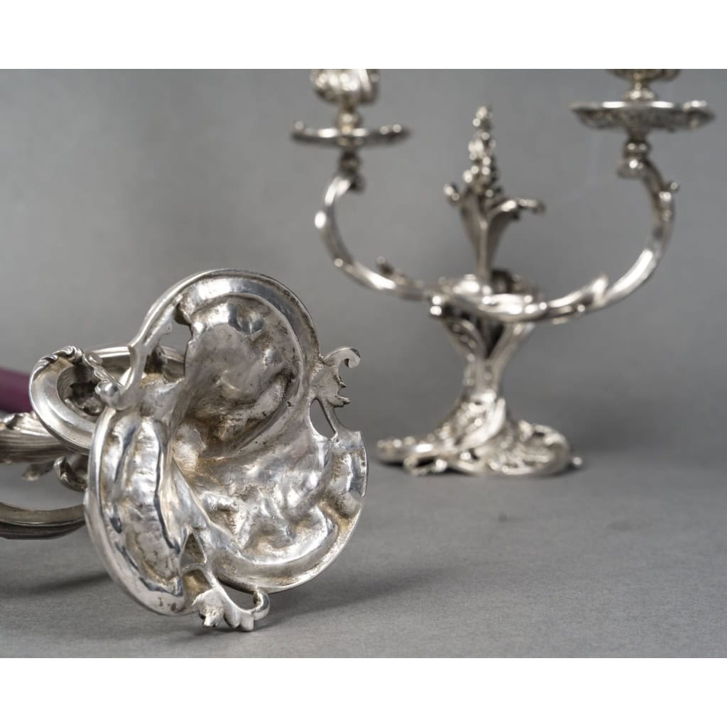 DEBAIN Paire de bouts de table en argent, Louis XV époque XIXe 14