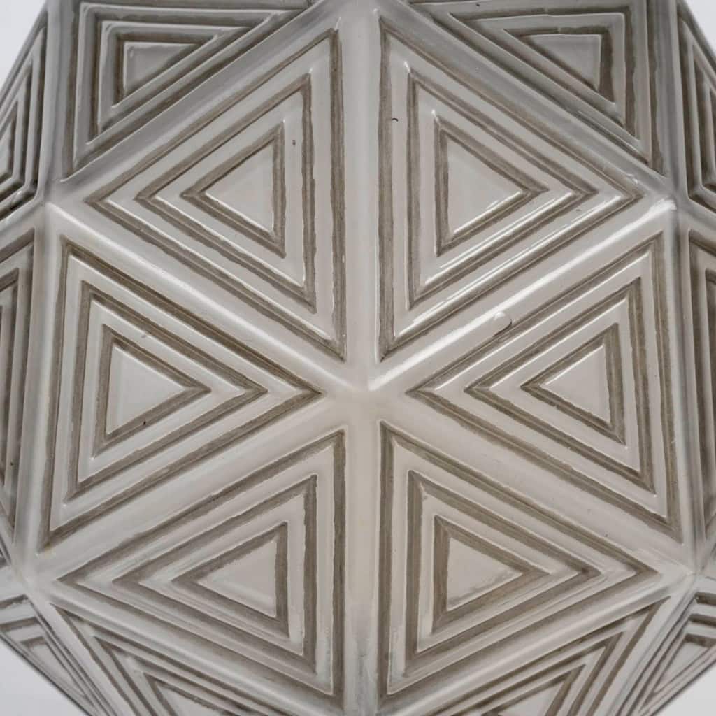 1925 René Lalique – Lampe de Table Art Déco Nanking Verre Blanc Patiné Gris 7
