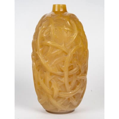 1920 René Lalique – Vase Ronces Verre Butterscotch Jaune Opalescent