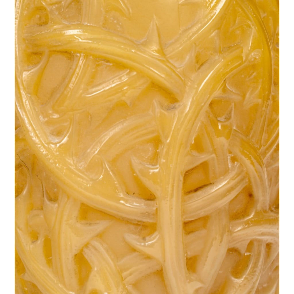 1920 René Lalique – Vase Ronces Verre Butterscotch Jaune Opalescent 6