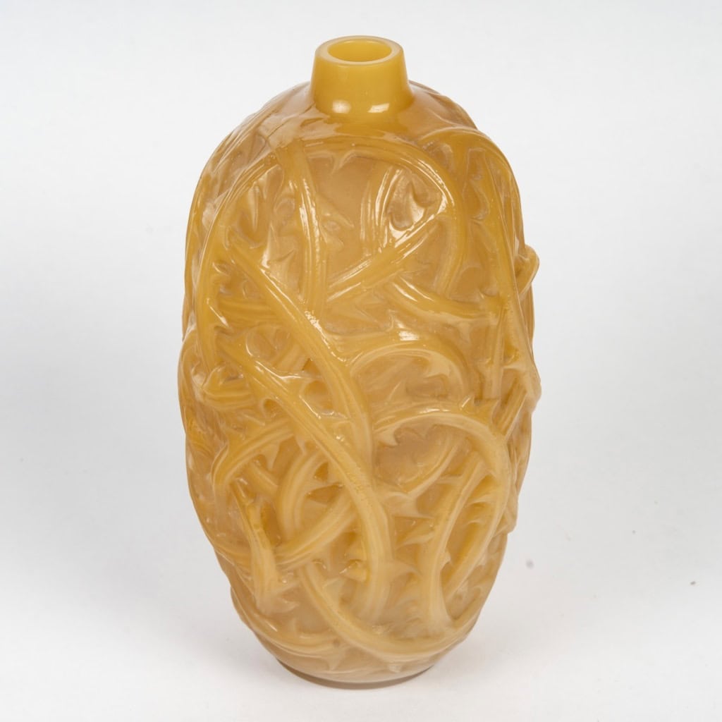 1920 René Lalique – Vase Ronces Verre Butterscotch Jaune Opalescent 5