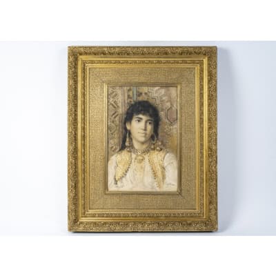 A. COMPTE XIXème siècle Portrait d’une jeune orientale