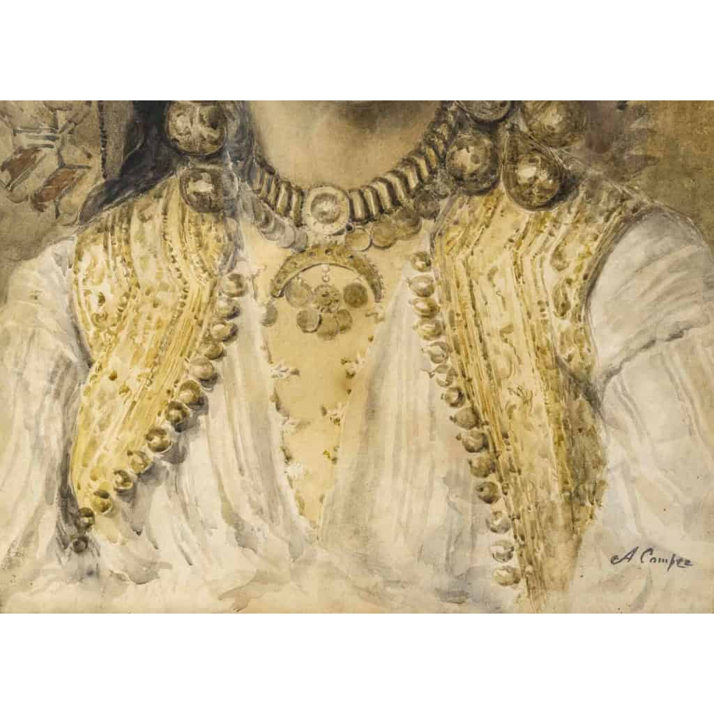 A. COMPTE XIXème siècle Portrait d’une jeune orientale 9