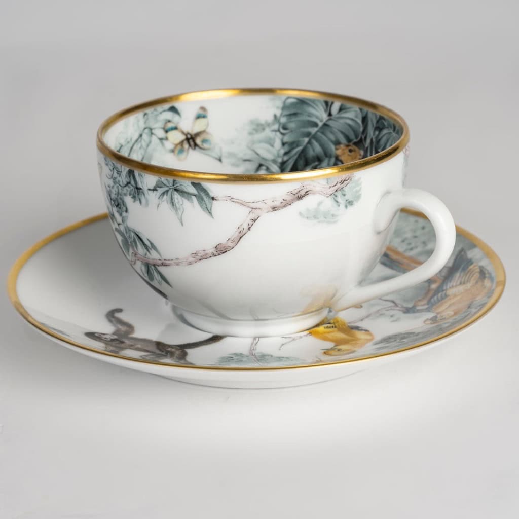 HERMES Paris ,Ensemble de 4 Tasses à thé et soucoupe Carnets d’Équateur 4