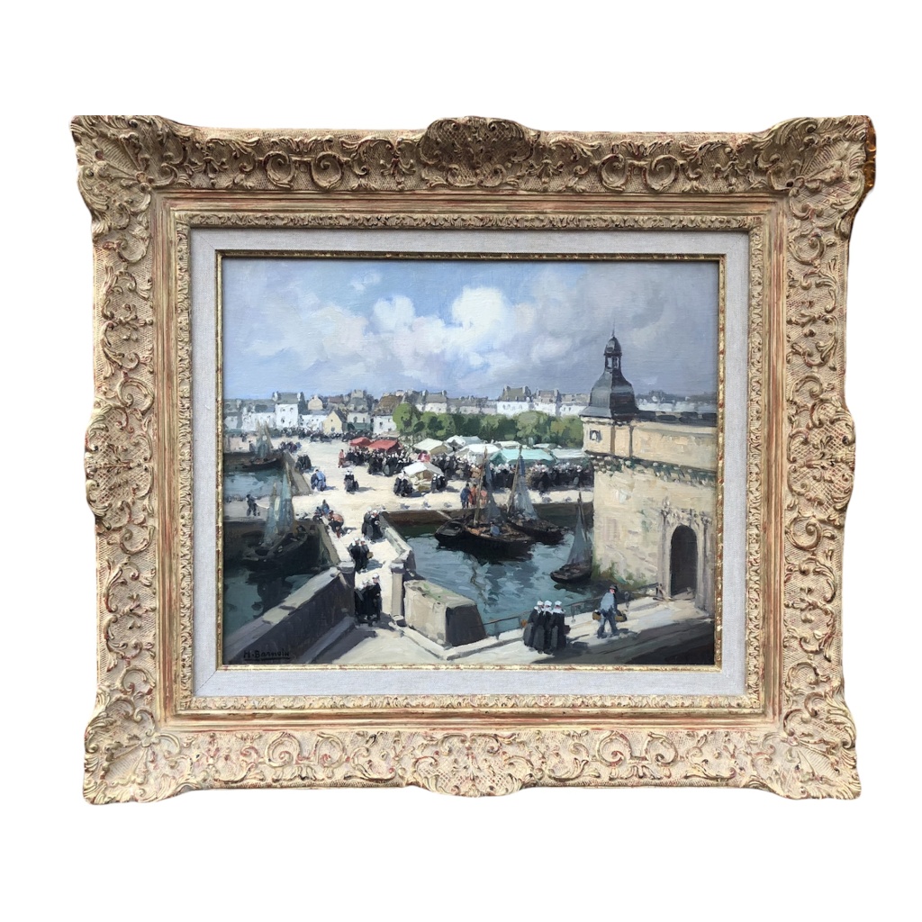 BARNOIN Henri tableau 20ème siècle Bretagne Concarneau Le marché Peinture huile sur toile signée Certificat d’authenticité 3