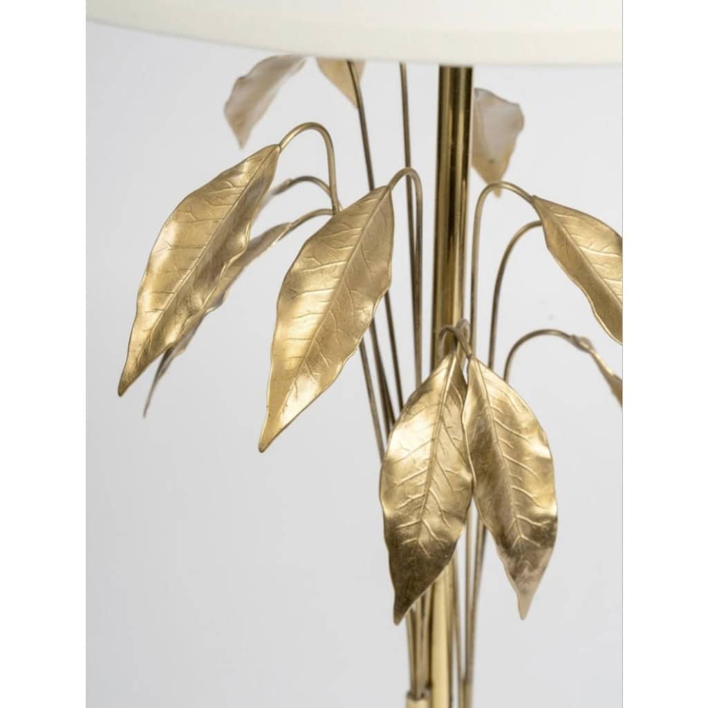 1960 Paire de Lampes Feuillage de la Maison Charles bronze et laiton doré 5