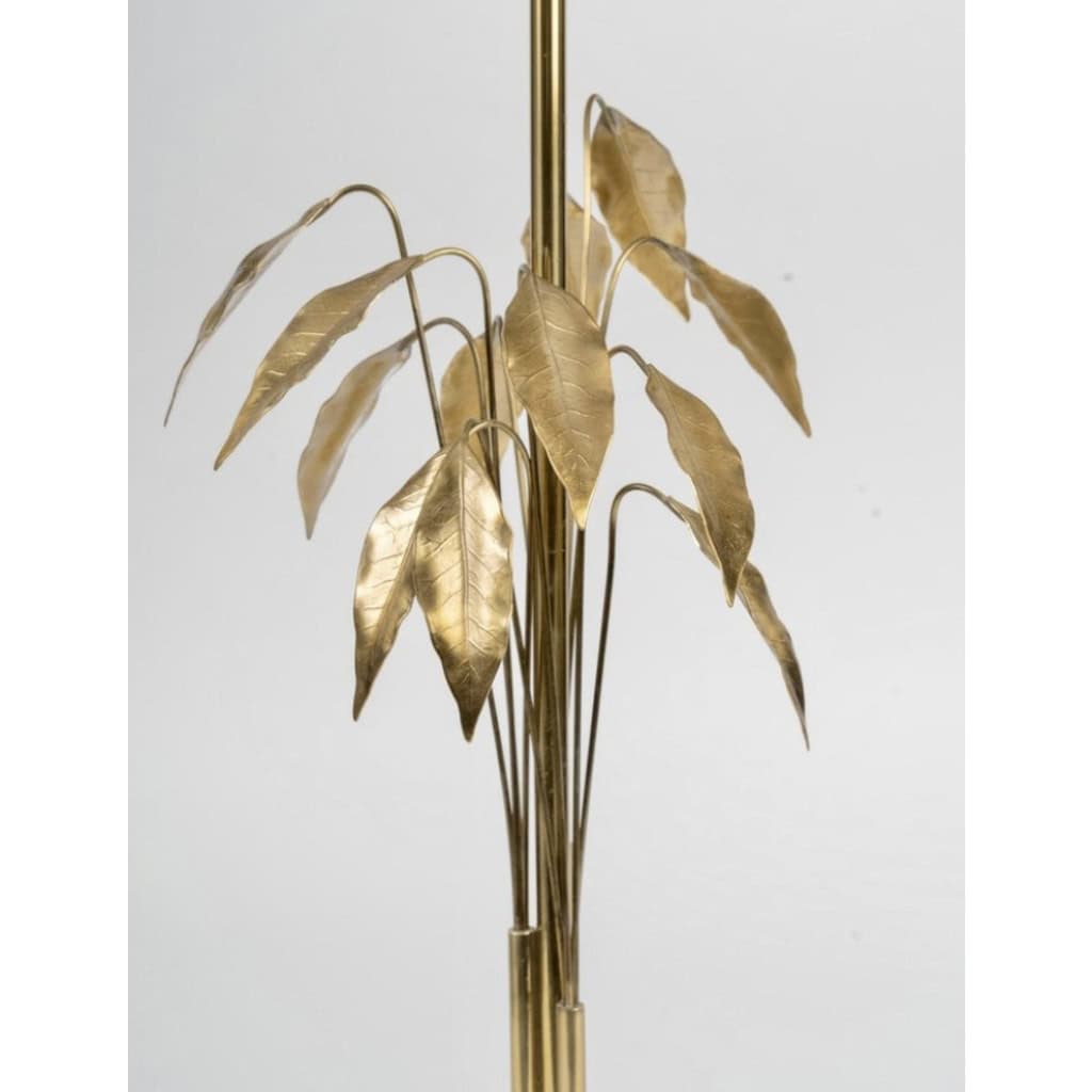 1960 Paire de Lampes Feuillage de la Maison Charles bronze et laiton doré 8