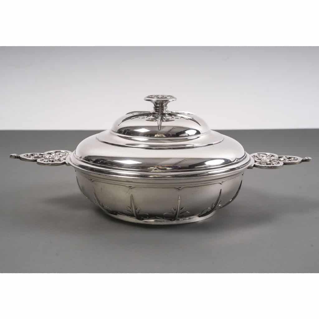 CARDEILHAC – Légumier couvert en argent massif mascaron XIXème 4