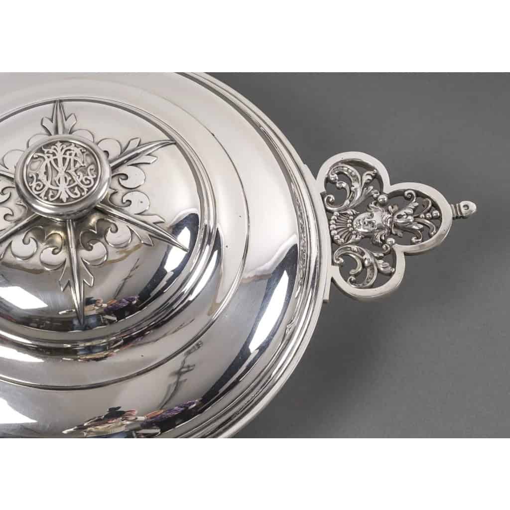 CARDEILHAC – Légumier couvert en argent massif mascaron XIXème 6