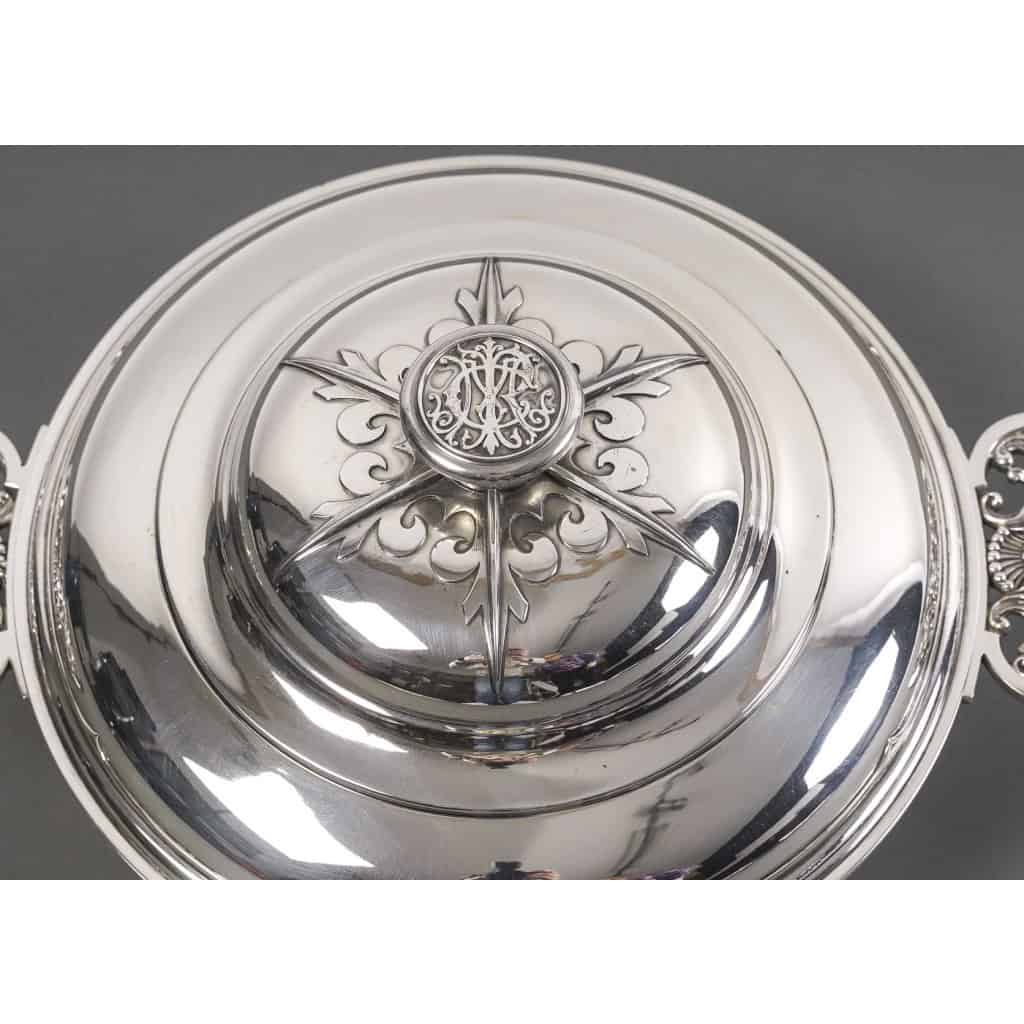 CARDEILHAC – Légumier couvert en argent massif mascaron XIXème 7