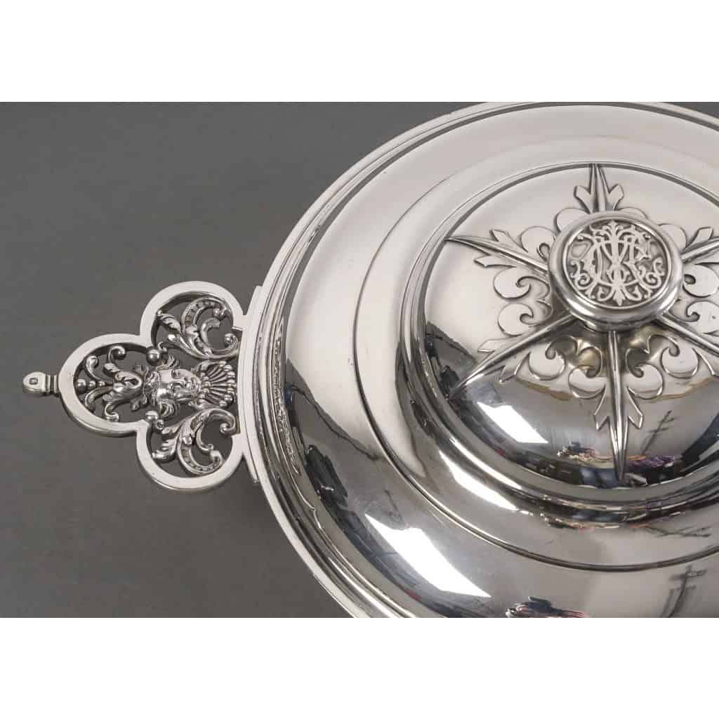 CARDEILHAC – Légumier couvert en argent massif mascaron XIXème 8