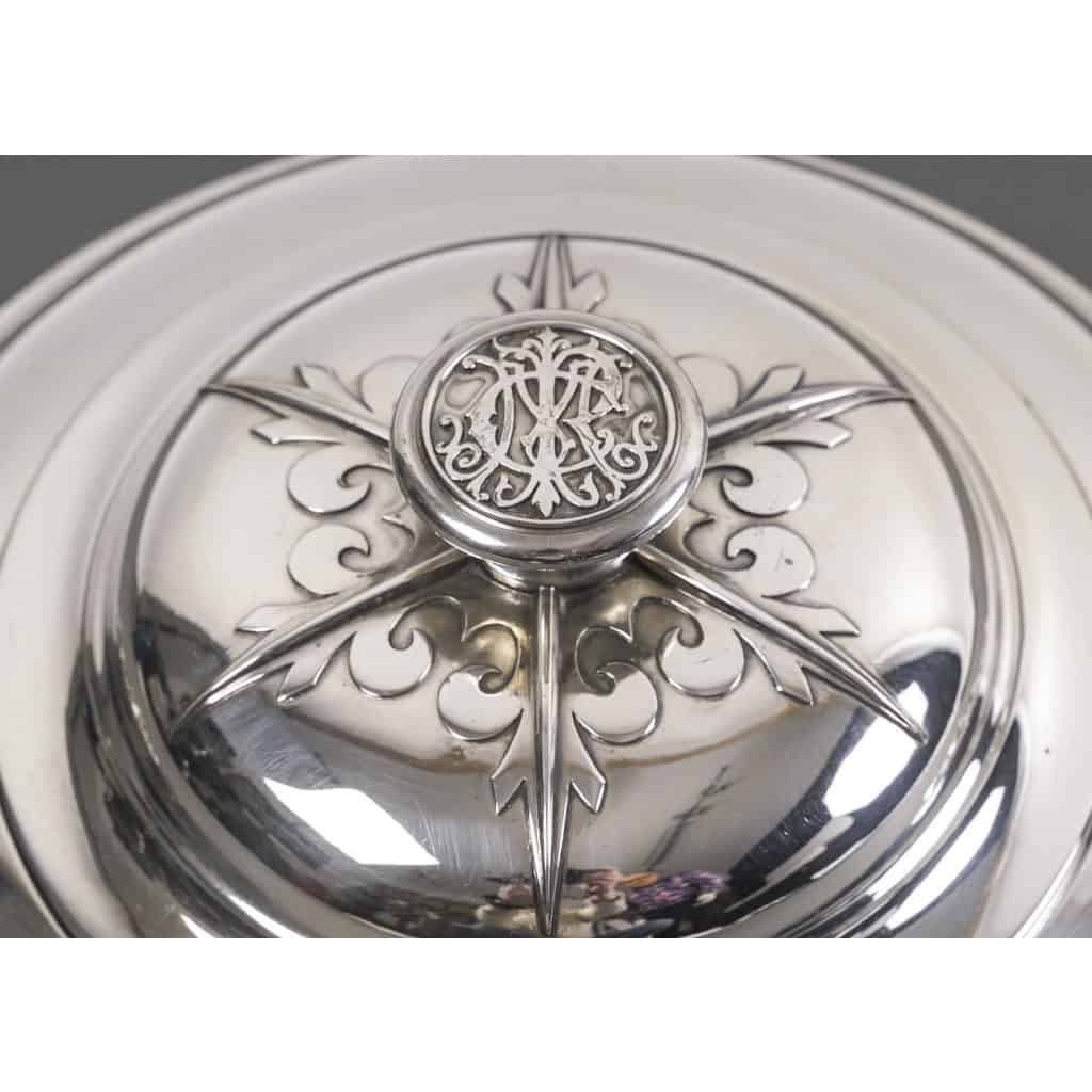 CARDEILHAC – Légumier couvert en argent massif mascaron XIXème 9