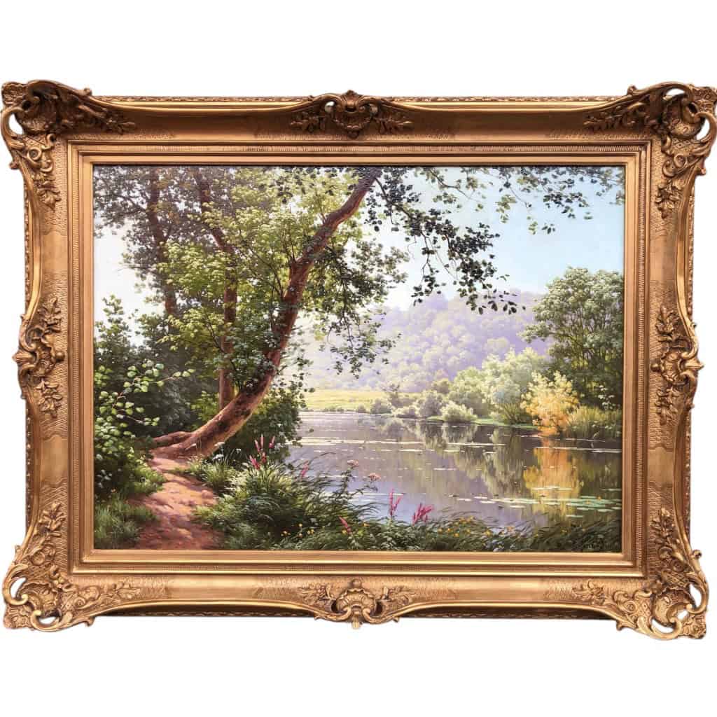 HIS René Peinture Française Début XXème Siècle Matin à Méluzien Huile Sur Toile Signée ​​​​​​​Certificat d’authenticité 3