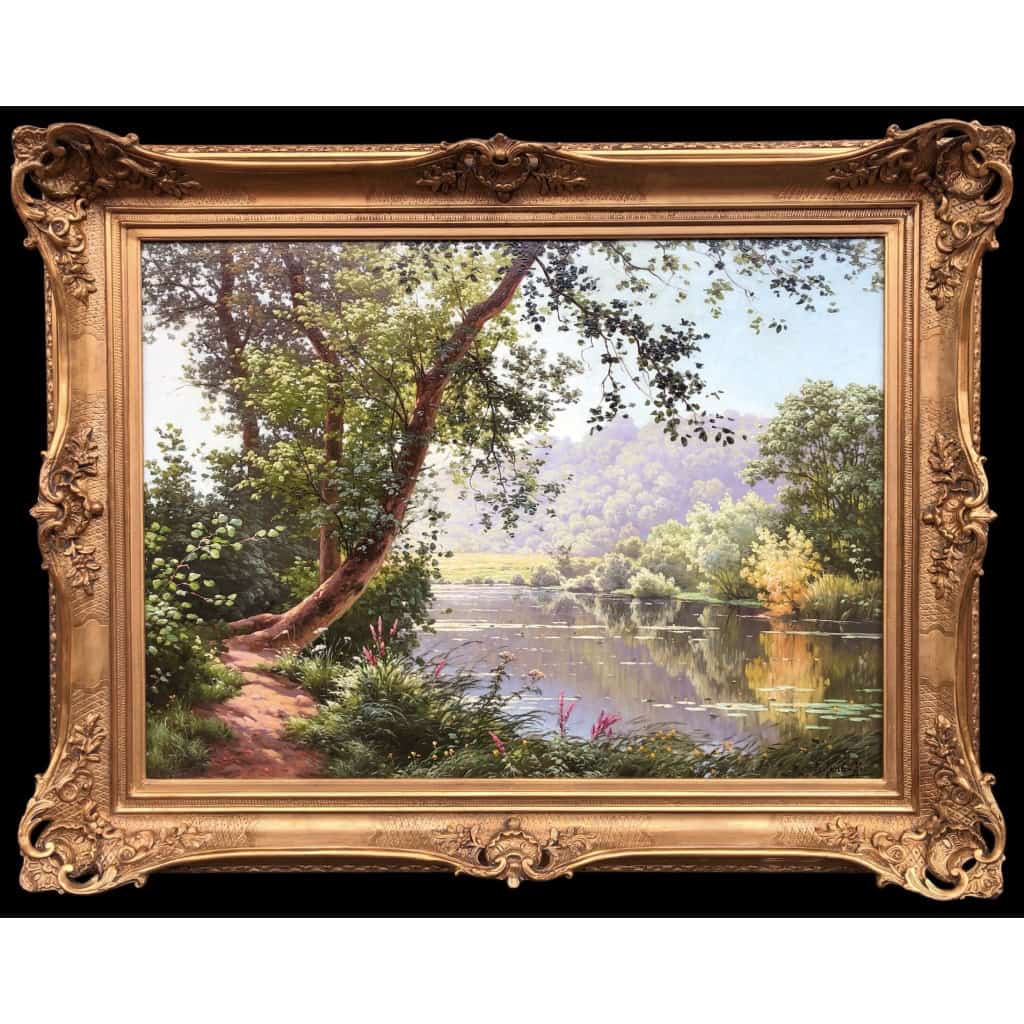HIS René Peinture Française Début XXème Siècle Matin à Méluzien Huile Sur Toile Signée ​​​​​​​Certificat d’authenticité 12