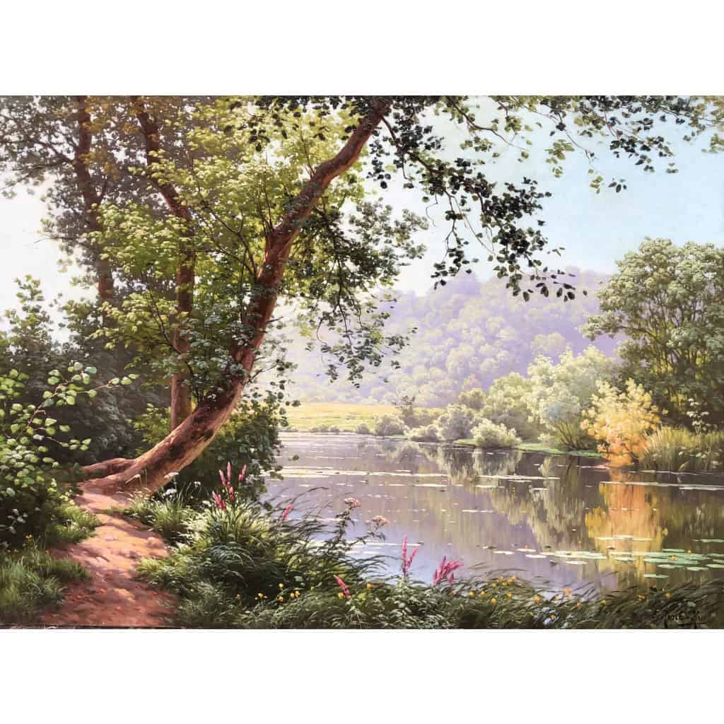 HIS René Peinture Française Début XXème Siècle Matin à Méluzien Huile Sur Toile Signée ​​​​​​​Certificat d’authenticité 13