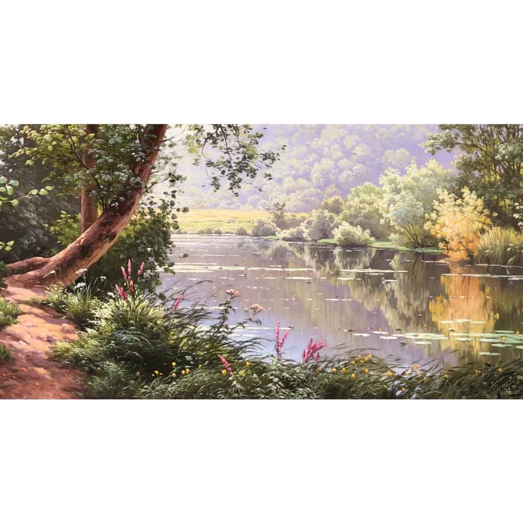 HIS René Peinture Française Début XXème Siècle Matin à Méluzien Huile Sur Toile Signée ​​​​​​​Certificat d’authenticité 7