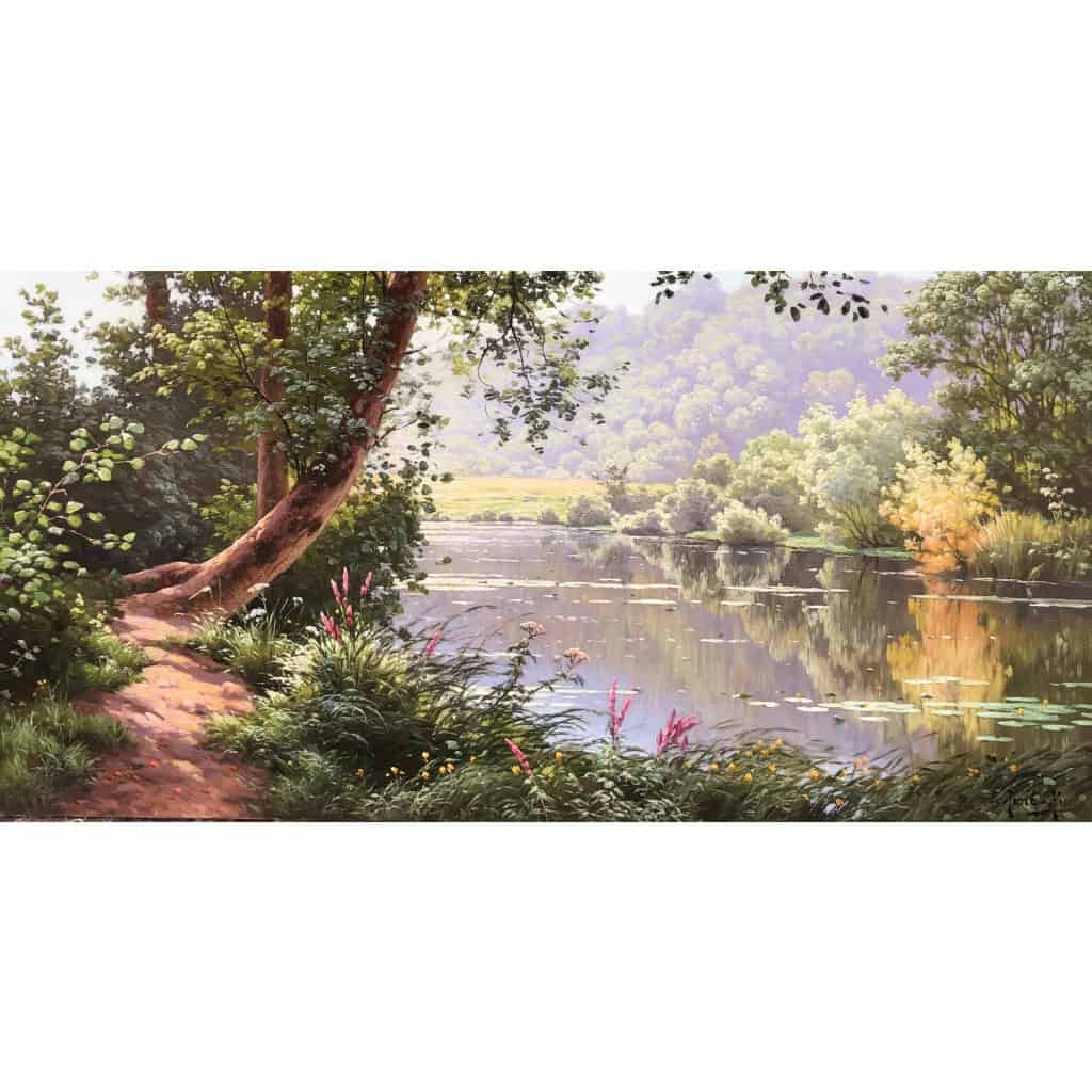 HIS René Peinture Française Début XXème Siècle Matin à Méluzien Huile Sur Toile Signée ​​​​​​​Certificat d’authenticité 9