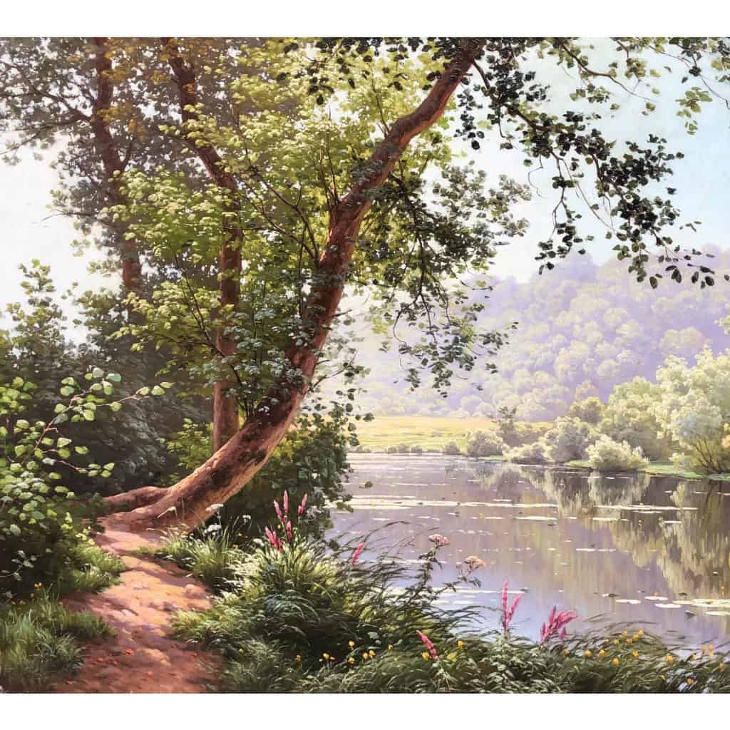 HIS René Peinture Française Début XXème Siècle Matin à Méluzien Huile Sur Toile Signée ​​​​​​​Certificat d’authenticité 10
