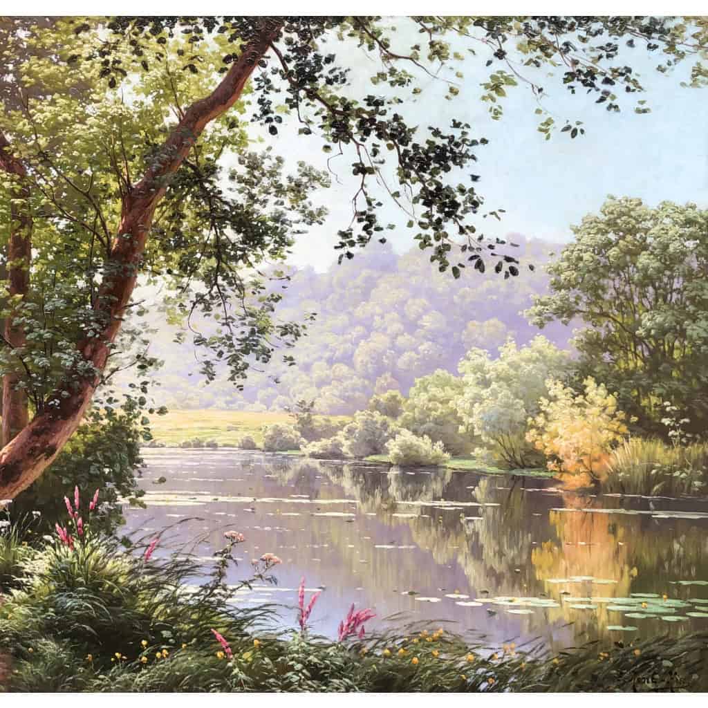 HIS René Peinture Française Début XXème Siècle Matin à Méluzien Huile Sur Toile Signée ​​​​​​​Certificat d’authenticité 15