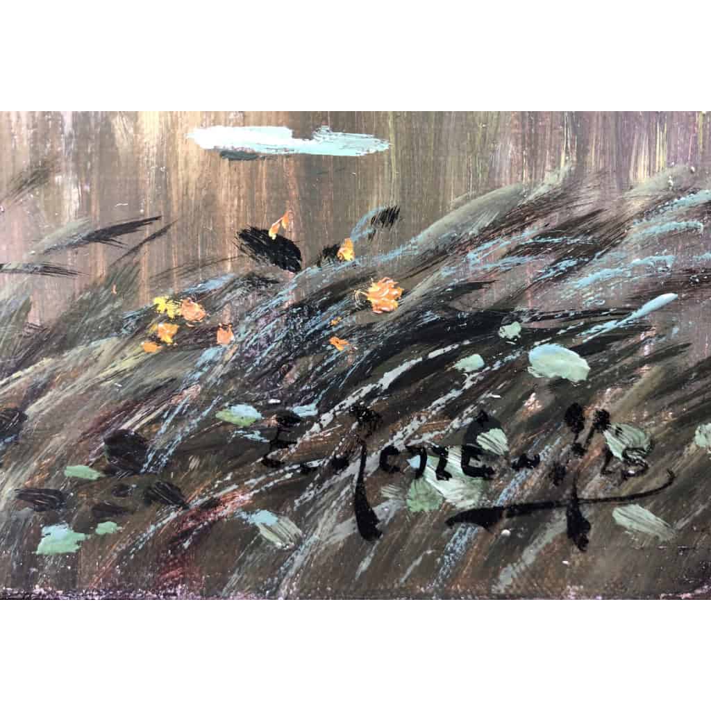 HIS René Peinture Française Début XXème Siècle Matin à Méluzien Huile Sur Toile Signée ​​​​​​​Certificat d’authenticité 5