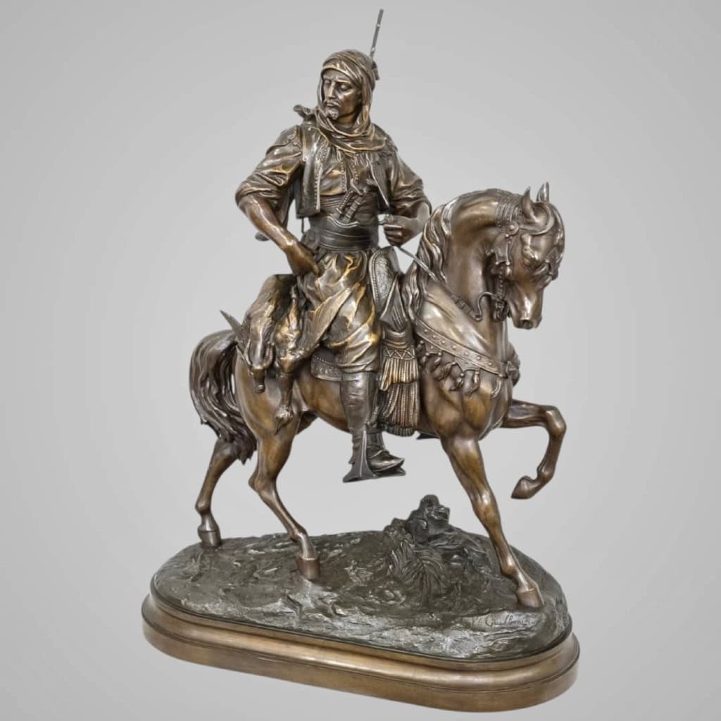 Cavalier Arabe En Retour De Chasse , Alfred Barye (1839-1882) Et Émile Guillemin (1841-1907) 4