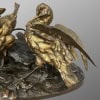 Sculpture – Groupe De Bécasses À La Grenouille , Léon Bureau (1866-1906) – Bronze 17